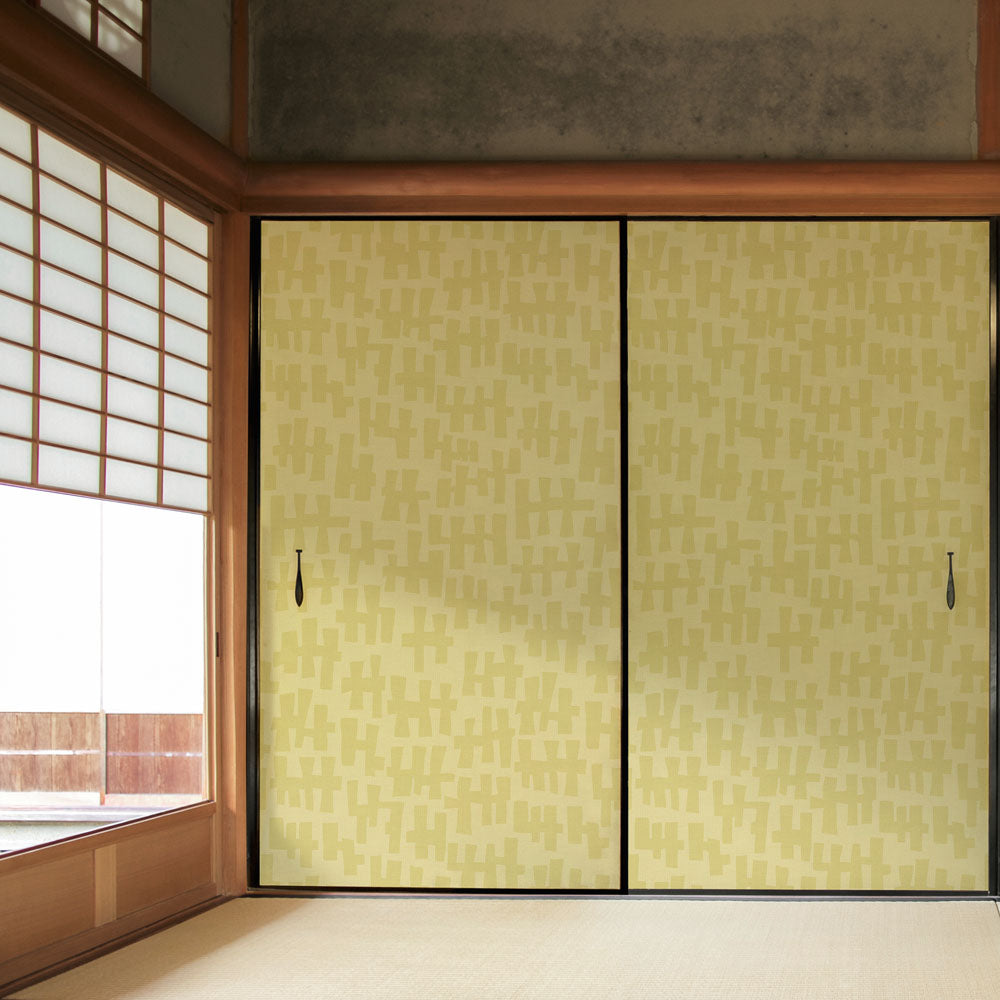 Fusuma Remake Sheet Deodorizing Adhesive-Free Type Taisho Roman Ginger (Approx. 185cm × 100cm)