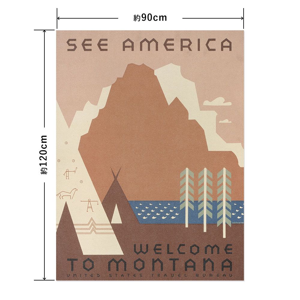 Hattan Art Poster See America. Welcome to Montana / HP-00074 LL size (90cm x 120cm)