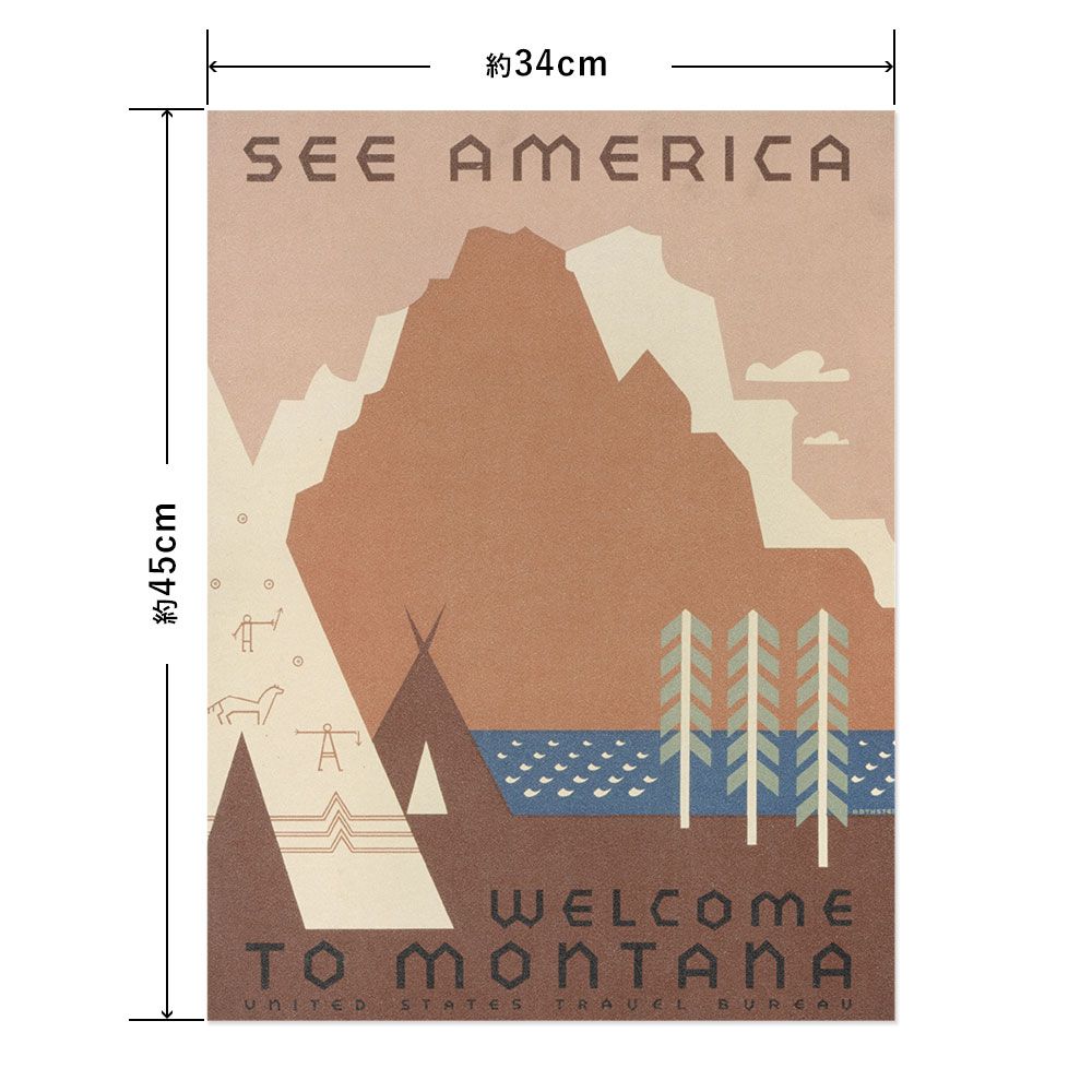 Hattan Art Poster See America. Welcome to Montana / HP-00074 S size (34cm x 45cm)