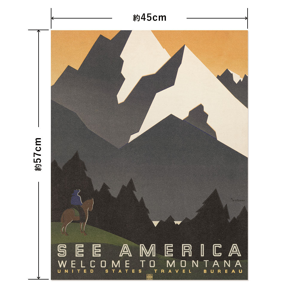 Hattan Art Poster See America. Welcome to Montana / HP-00352 M size (45cm x 57cm)