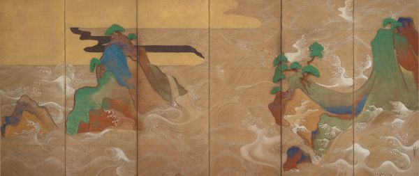 Peelable wall murals (no glue) Tawaraya Sotatsu Matsushima folding screen (right panel)