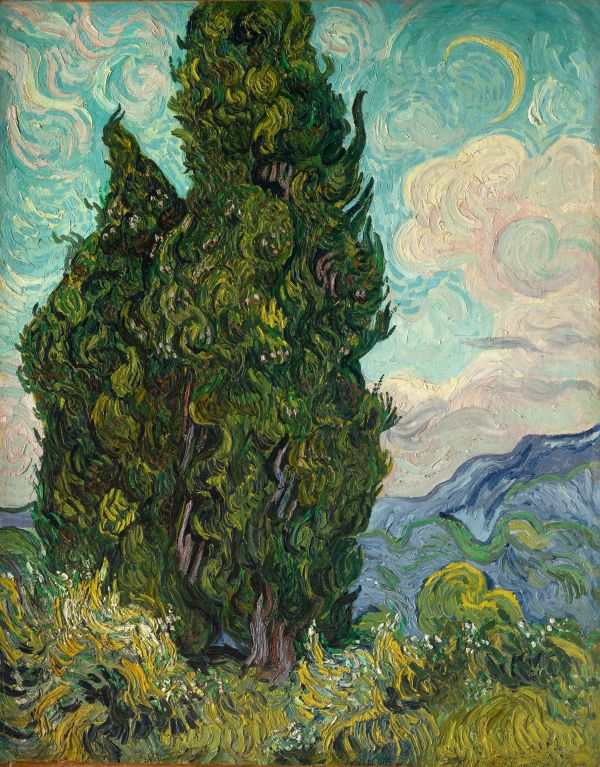 Peelable Mural Wallpaper - No Glue - Van Gogh Cypresses