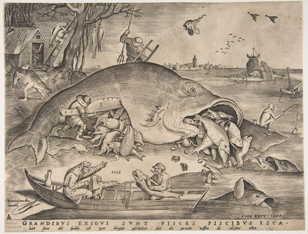 Removable Mural Wallpaper Without Glue Pieter Brueghel (Father) Big Fish Eat Small Fish