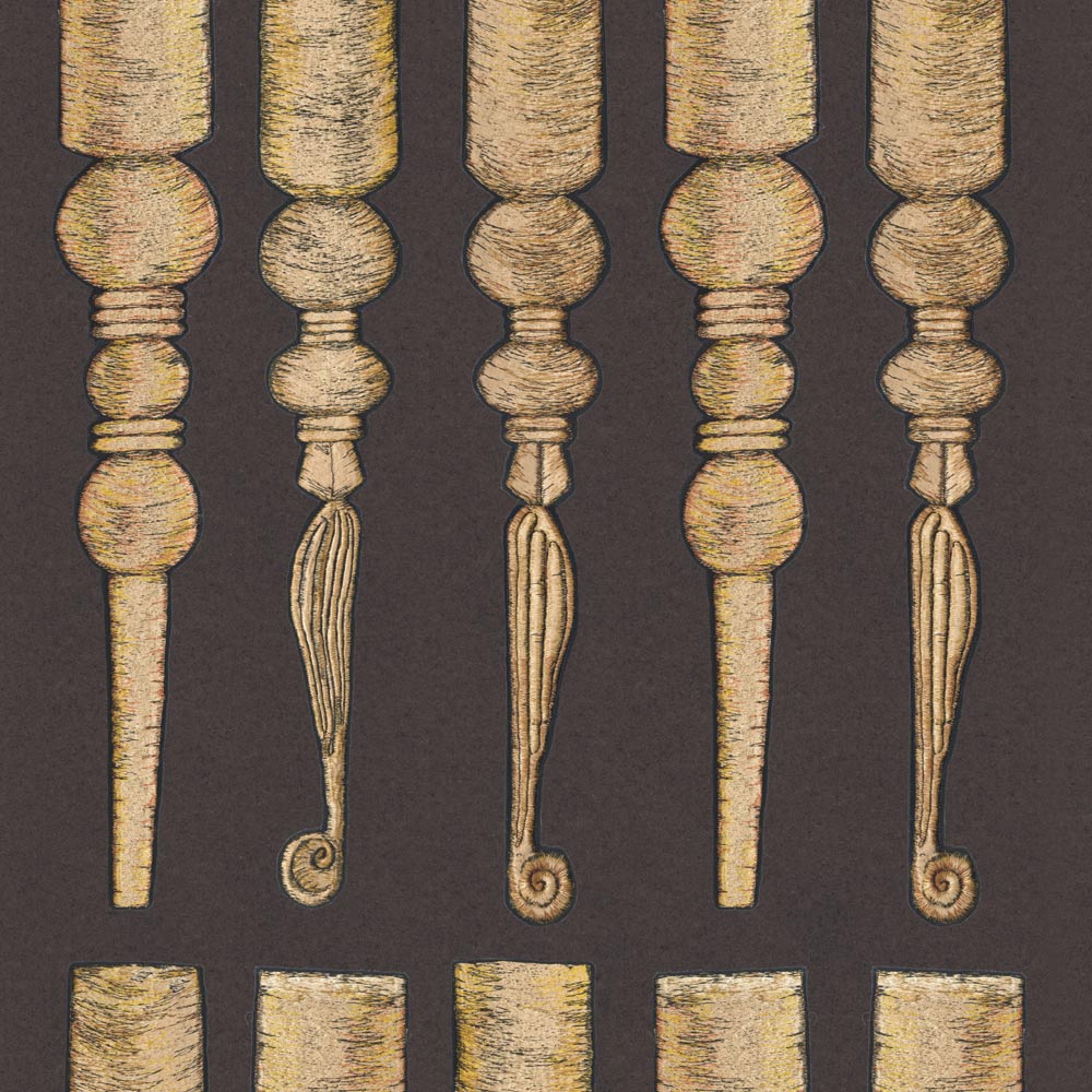 Peelable Wallpaper Non-adhesive Type WALLTZ ma.macaron March of Bobbin Legs Antique Grey NWZ-BKAG (49cm×3.3m size)