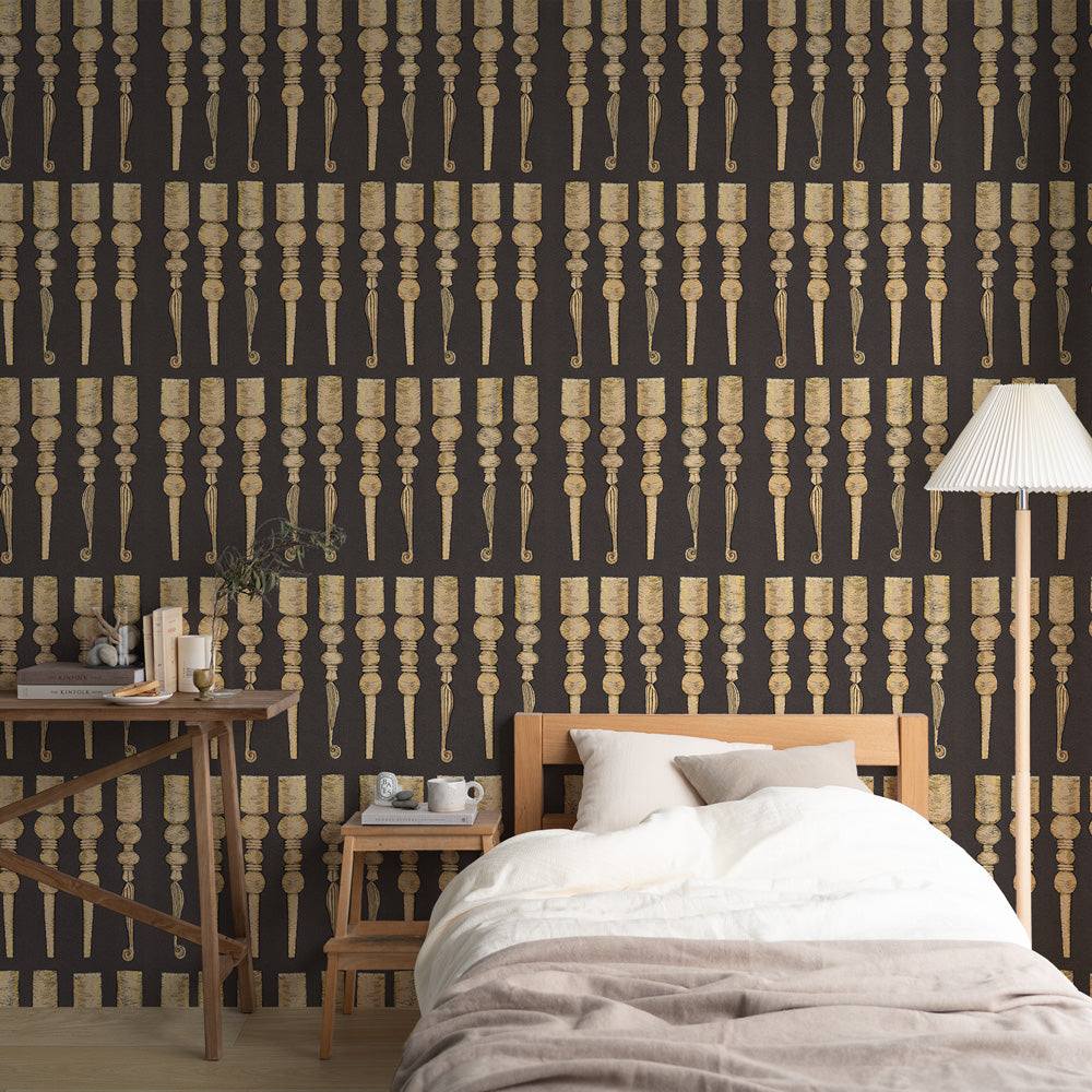Peelable Wallpaper Non-adhesive Type WALLTZ ma.macaron March of Bobbin Legs Antique Grey NWZ-BKAG (49cm×3.3m size)