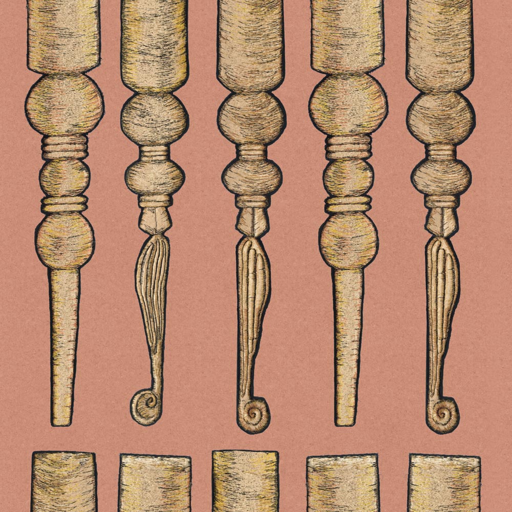 Peelable Wallpaper Non-adhesive Type WALLTZ ma.macaron Bobbin Leg March Dusty Salmon NWZ-BKDS (49cm×2.7m size)