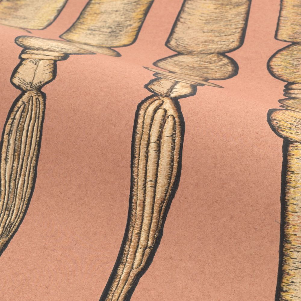 Peelable Wallpaper Non-adhesive Type WALLTZ ma.macaron Bobbin Leg March Dusty Salmon NWZ-BKDS (49cm×2.7m size)