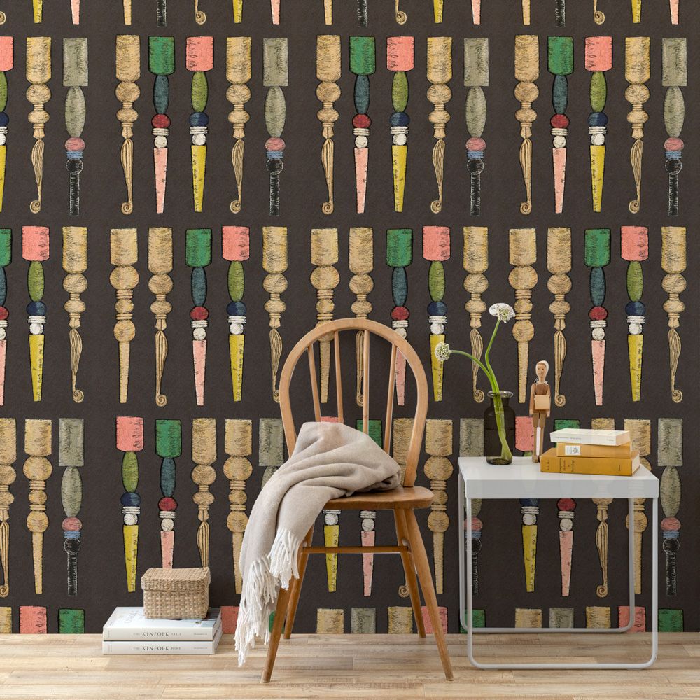 Removable Wallpaper Non-adhesive Type WALLTZ ma.macaron March of the Bobbin Legs MIX Antique Grey NWZ-BKMAG (49cm×3.3m size)