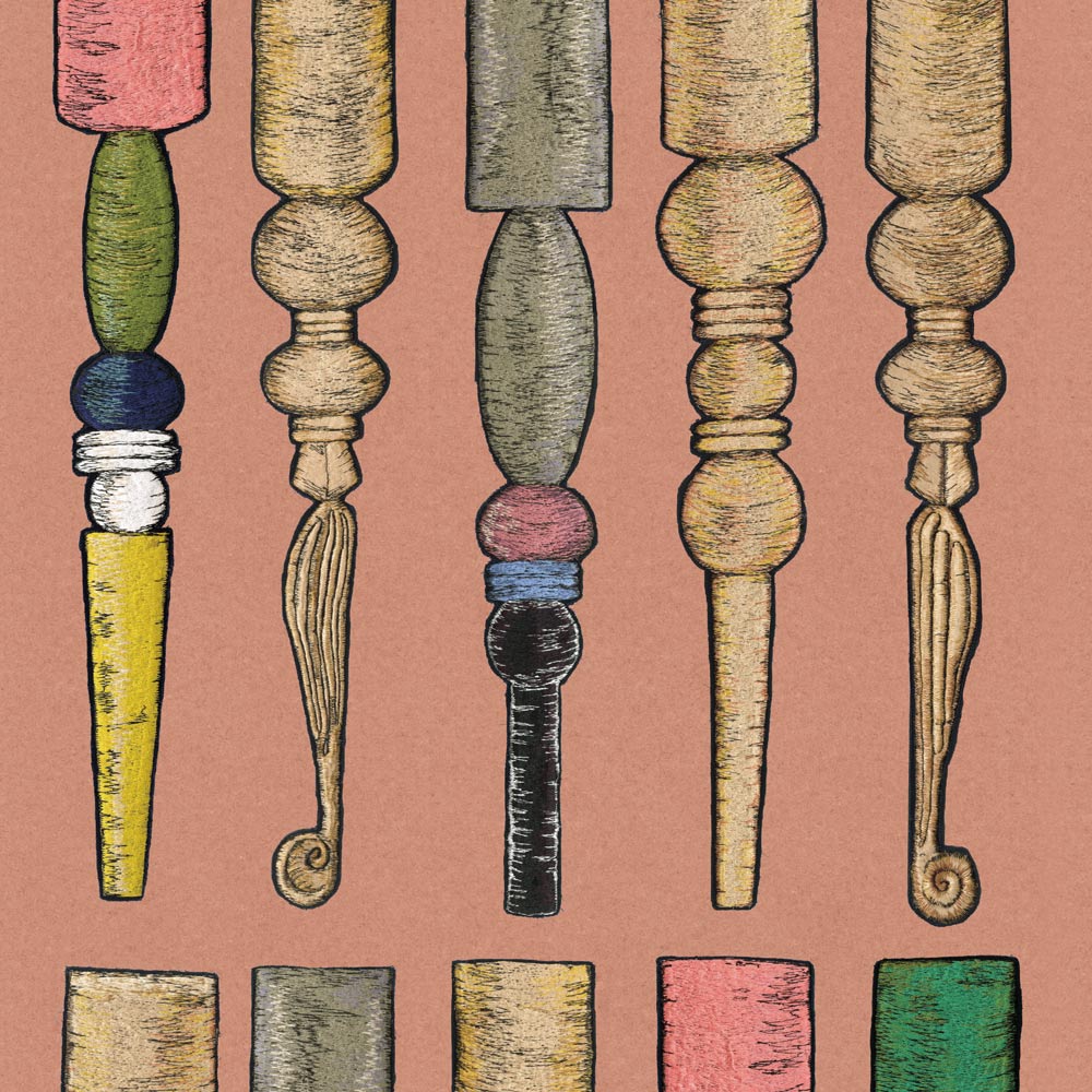 Removable Wallpaper Non-Adhesive Type WALLTZ ma.macaron Bobbin Leg Parade MIX Dusty Salmon NWZ-BKMDS (49cm×3m size)