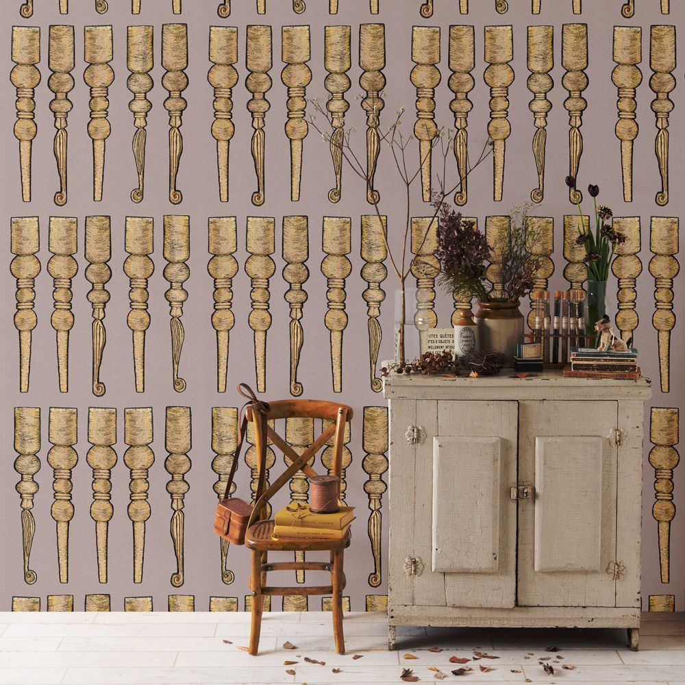 Removable Wallpaper Non-adhesive Type WALLTZ ma.macaron March of Bobbin Legs Rose Grey NWZ-BKRG (49cm×3.3m size)