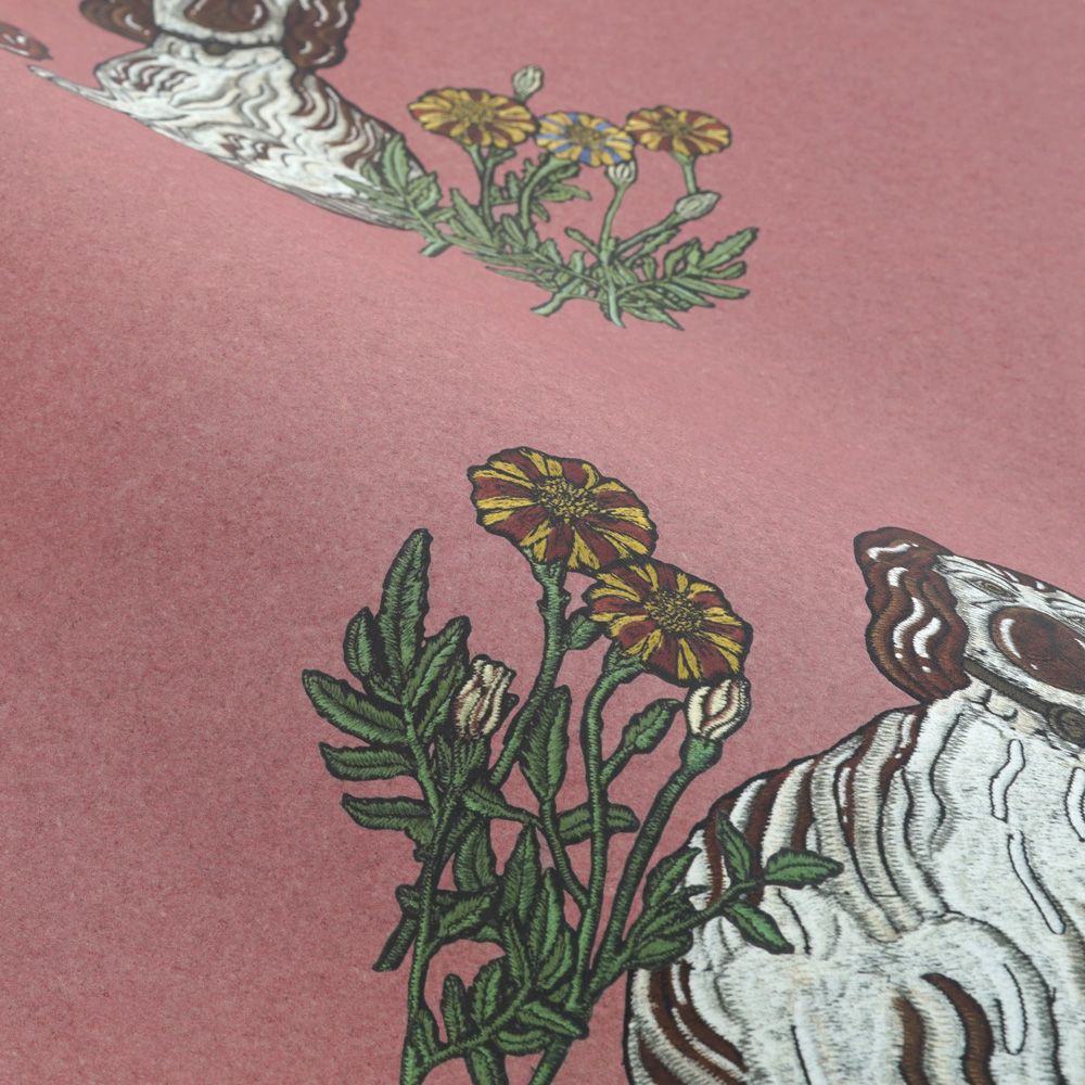 Removable Wallpaper Non-Adhesive Type WALLTZ ma.macaron Twin Dogs Cyan Jumot Dusty Rose NWZ-CJDR (49cm×3m size)