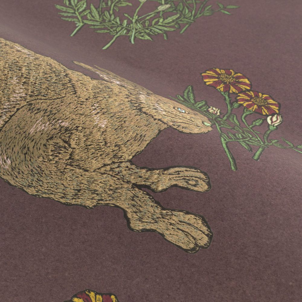 Peelable Wallpaper Non-Adhesive Type WALLTZ Mon lapin Old Burgundy NWZ-MLOB (49cm×2.7m size)