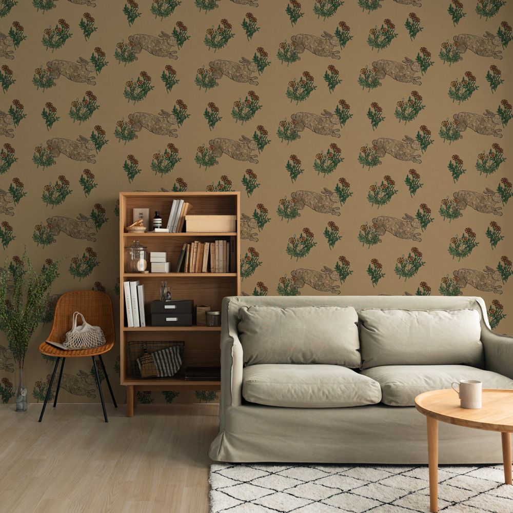 Peelable Wallpaper Non-Adhesive Type WALLTZ Mon lapin Oak Sand NWZ-MLOS (49cm×2.5m size)