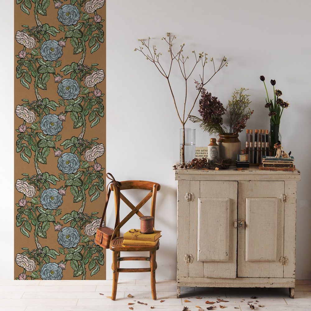 Removable Wallpaper Non-Adhesive Type WALLTZ ma.macaron Romance Antique Oak NWZ-ROAO (49cm×3.3m size)