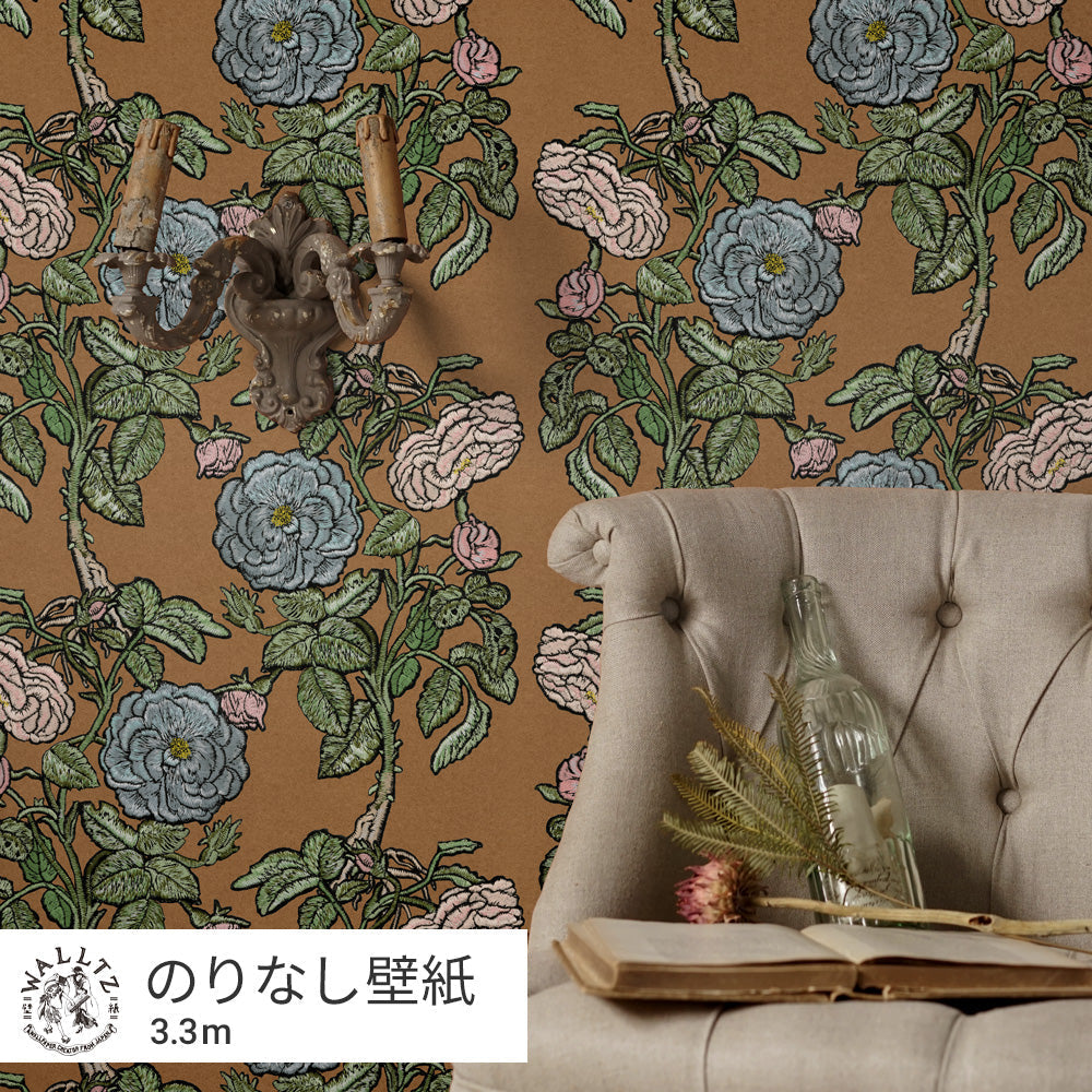 Removable Wallpaper Non-Adhesive Type WALLTZ ma.macaron Romance Antique Oak NWZ-ROAO (49cm×3.3m size)
