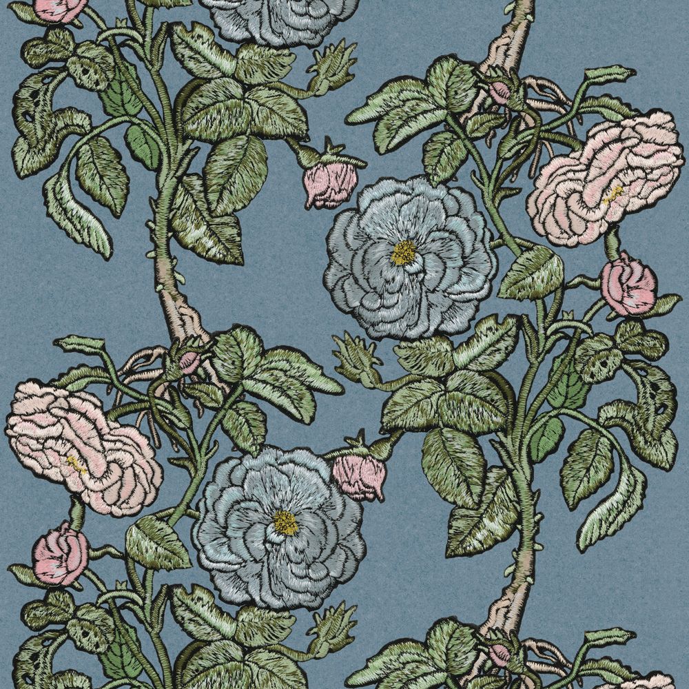 Peelable Wallpaper Non-adhesive Type WALLTZ ma.macaron Romance Smoke Blue NWZ-ROSB (49cm×3m size)
