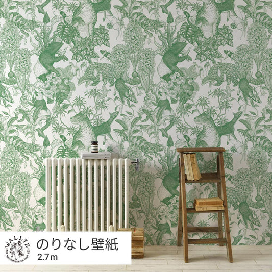 Peelable Wallpaper Non-adhesive Type WALLTZ Murayama Tomoaki Tropical Rainforest Double Green NWZ-TFDGR (49cm×2.7m size)