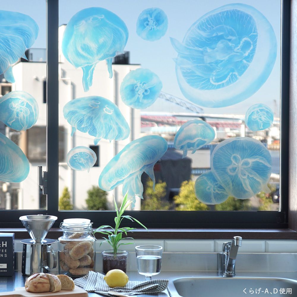 Transparent KURAGE Window Sticker Jellyfish Window Sticker A Set WDST-KRG-01