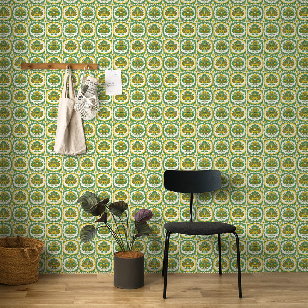 "Easy Wall Tape" - Wallpaper that sticks like washi tape Retrotore Re-Vintage Wallpaper (23cm x 6m size) ERT14 Peppermint