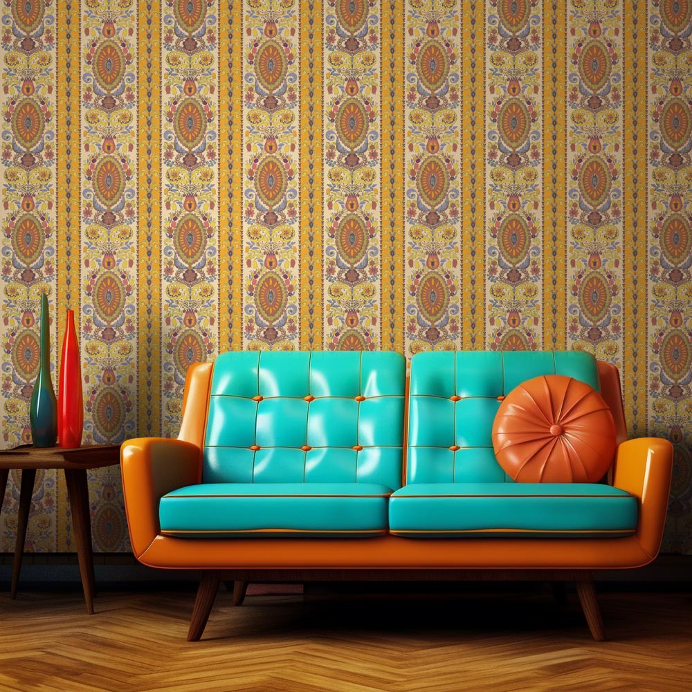 Peelable wallpaper, Retrotore retro revival wallpaper (49cm x 2.5m size) NRT-RV07 Shangri-La