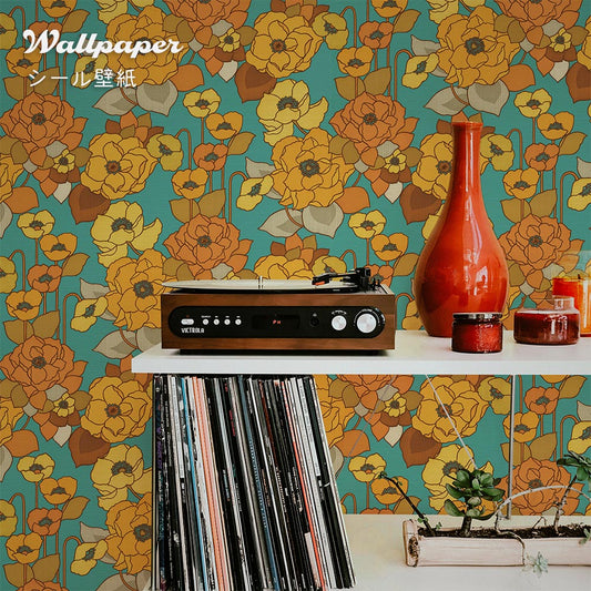 Peelable wallpaper sticker type Retrotore wallpaper (49cm x 2.5m size) TRT-RV05 Happy Garden