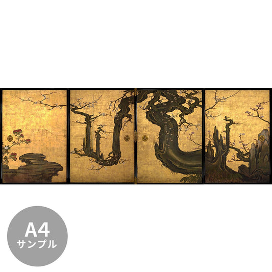 [Sample] Peelable wall mural, no adhesive, Kano Sansetsu, Old Plum