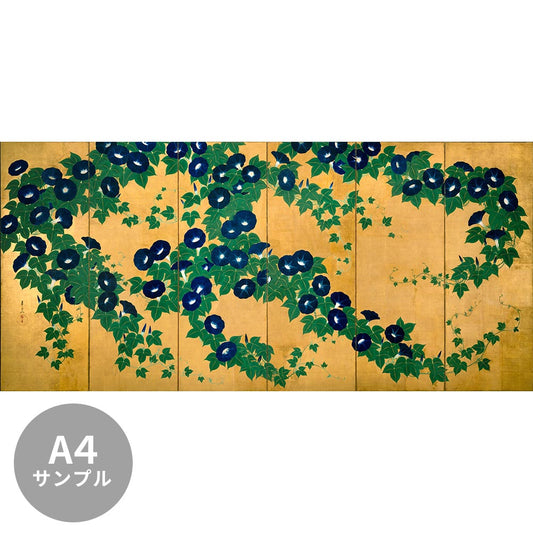 [Sample] Peelable wall mural, no adhesive, Suzuki Kiitsu, Morning Glories Screen (left panel)