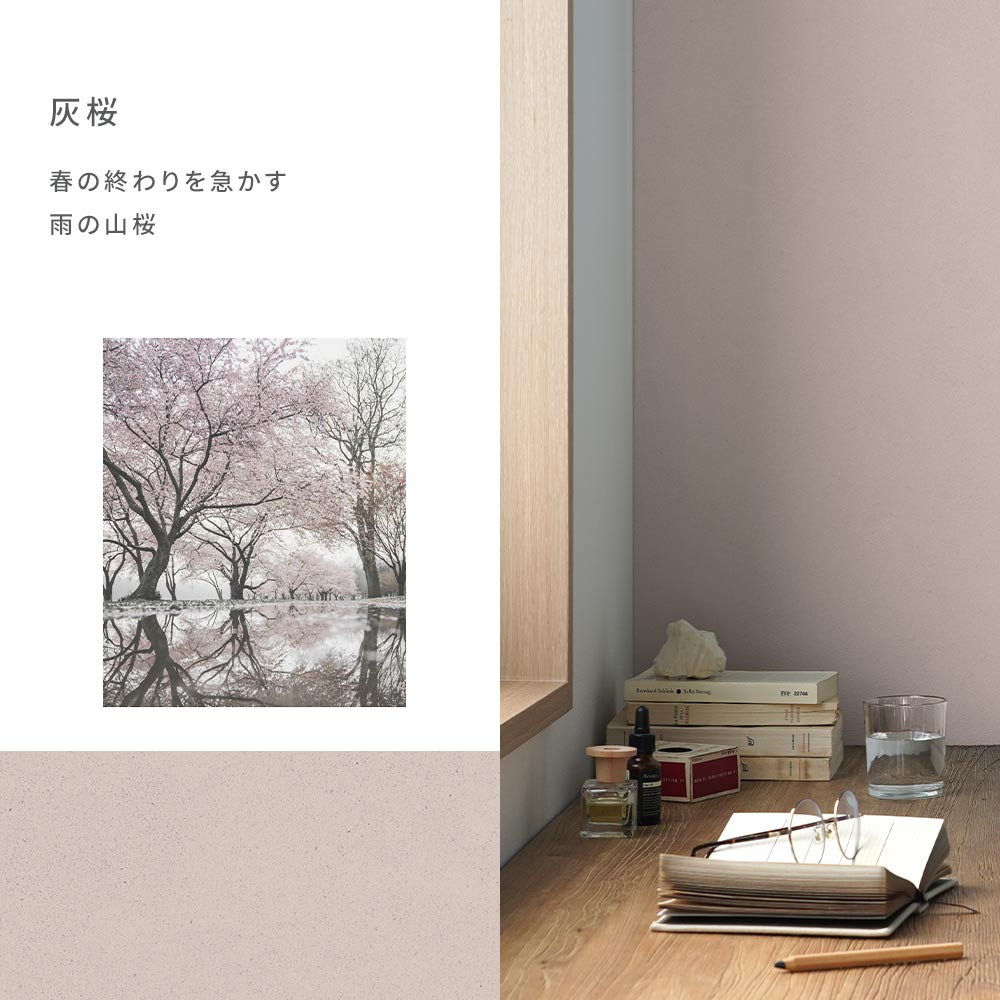 Peelable wallpaper, no adhesive, SLOW TiME chill color am (49cm x 3m size) NST-CC07 Ash Sakura