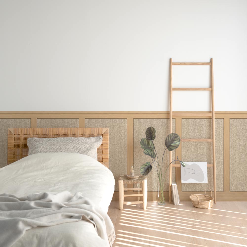 [Sample] Peelable wallpaper, sticker type SLOW TiME Lower wall sheet, Fabric panel TST-LWS03, Natural