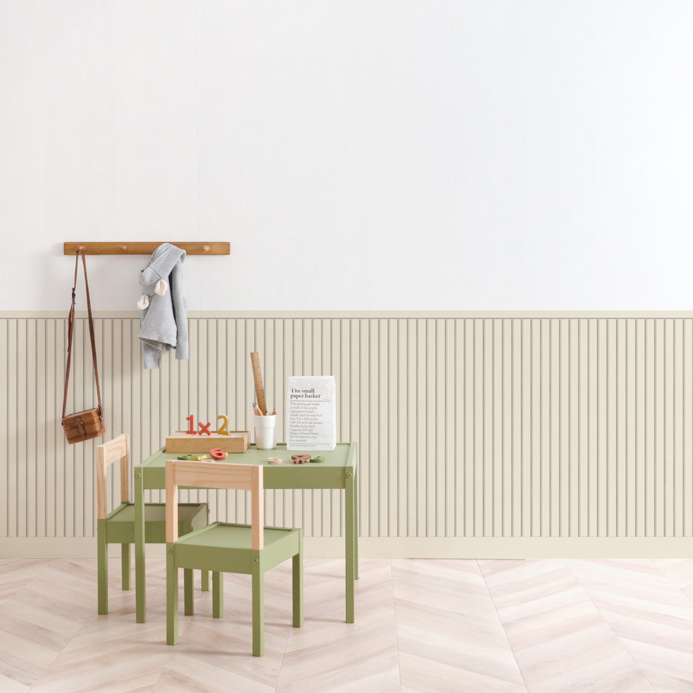 [Sample] Peelable wallpaper, sticker type SLOW TiME Lower wall sheet, Slatwall TST-LWS13, cream beige