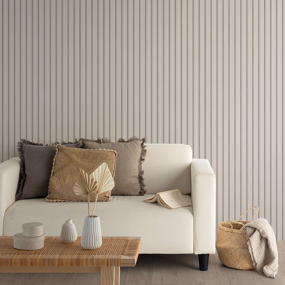 [Sample] Peelable wallpaper, no adhesive type, SLOW TiME slatwall, nuance color, NST-SNC04, sand beige