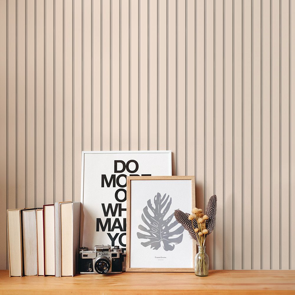 [Sample] Peelable wallpaper, no adhesive type, SLOW TiME slatwall, nuance color, NST-SNC06, pink beige