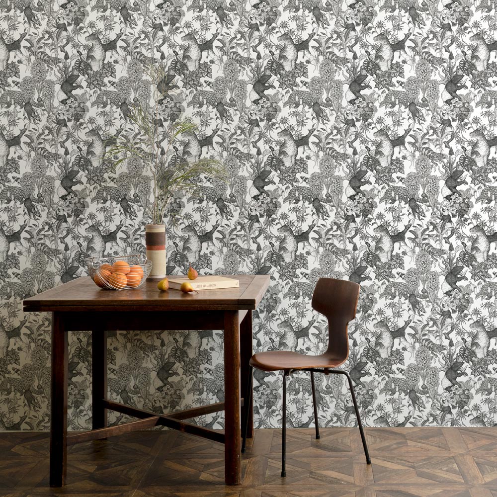 Peelable Wallpaper Non-adhesive Type WALLTZ Murayama Tomoaki Tropical Rainforest Black NWZ-TFBK (49cm×2.7m size)
