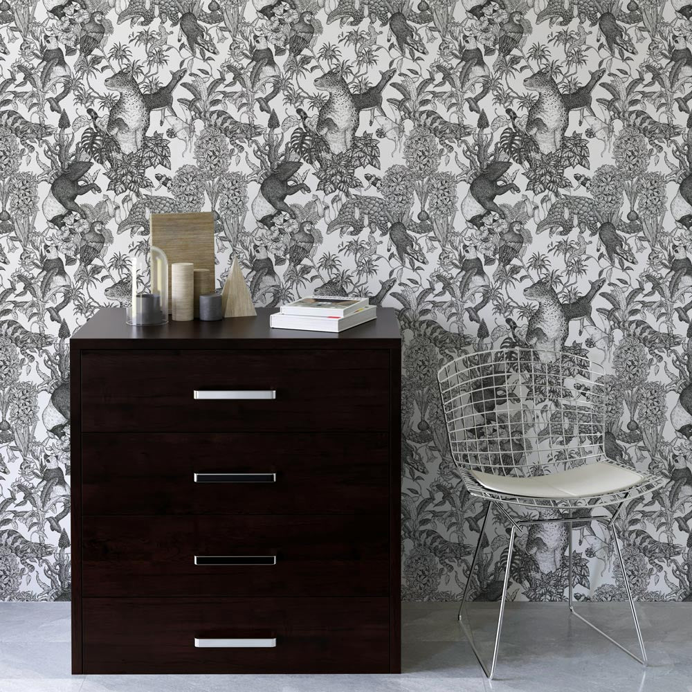 Peelable Wallpaper Non-adhesive Type WALLTZ Murayama Tomoaki Tropical Rainforest Black NWZ-TFBK (49cm×2.7m size)