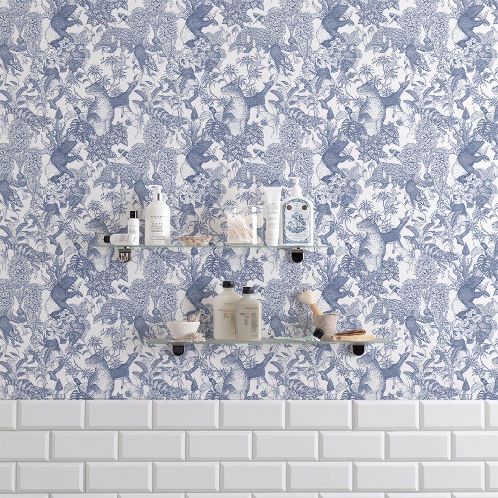 [Sample] Removable Wallpaper Sticker Type WALLTZ Murayama Tomoaki Tropical Rainforest Blue TWZ-TFBL