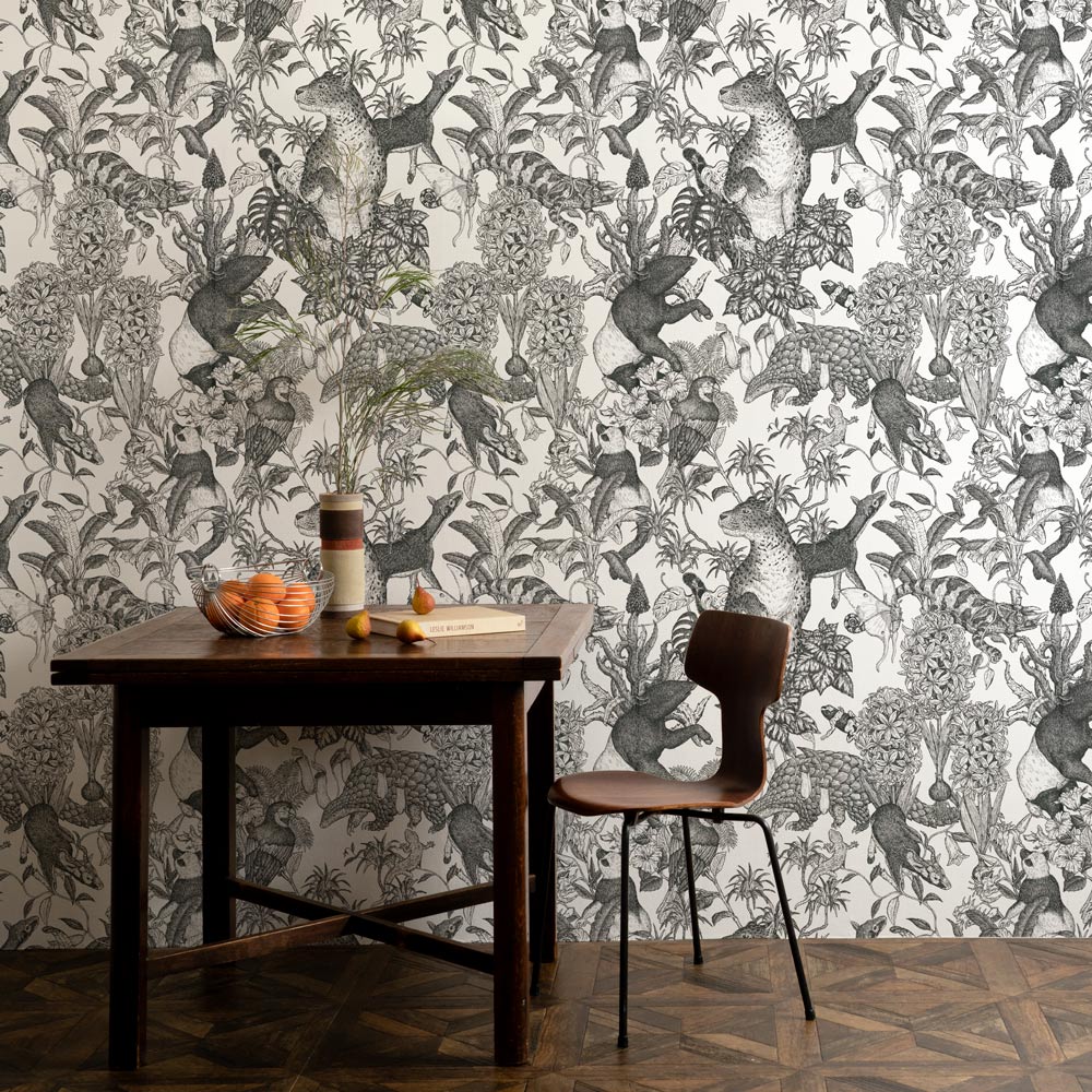 Peelable Wallpaper Non-adhesive Type WALLTZ Murayama Tomoaki Tropical Rainforest Double Black NWZ-TFDBK (49cm×2.7m size)