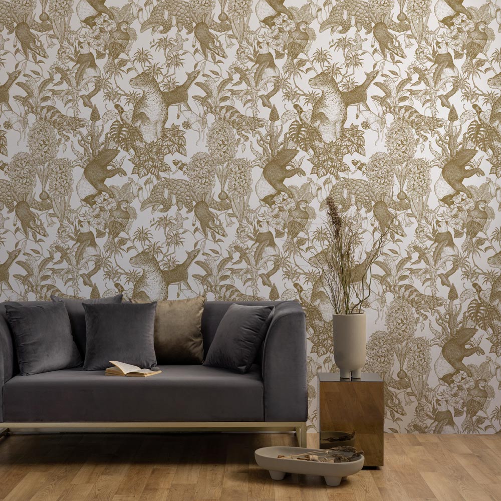Removable Wallpaper Sticker Type WALLTZ Murayama Tomoaki Tropical Rainforest Double Brown TWZ-TFDBR (49cm×2.5m size)