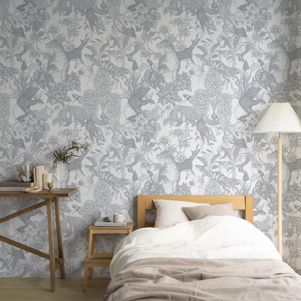 Removable Wallpaper Sticker Type WALLTZ Murayama Tomoaki Tropical Rainforest Double Gray TWZ-TFDGY (49cm×2.5m size)
