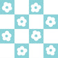 Peelable wallpaper, no adhesive, What's poppin? Daisy Checker (49cm x 3m size) Turquoise