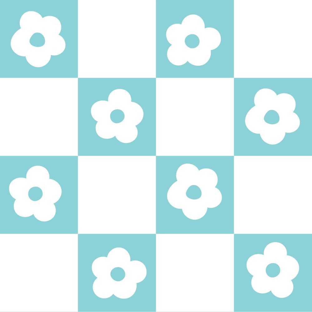 Peelable wallpaper sticker type What's poppin? Daisy Checker (49cm x 3m size) Turquoise