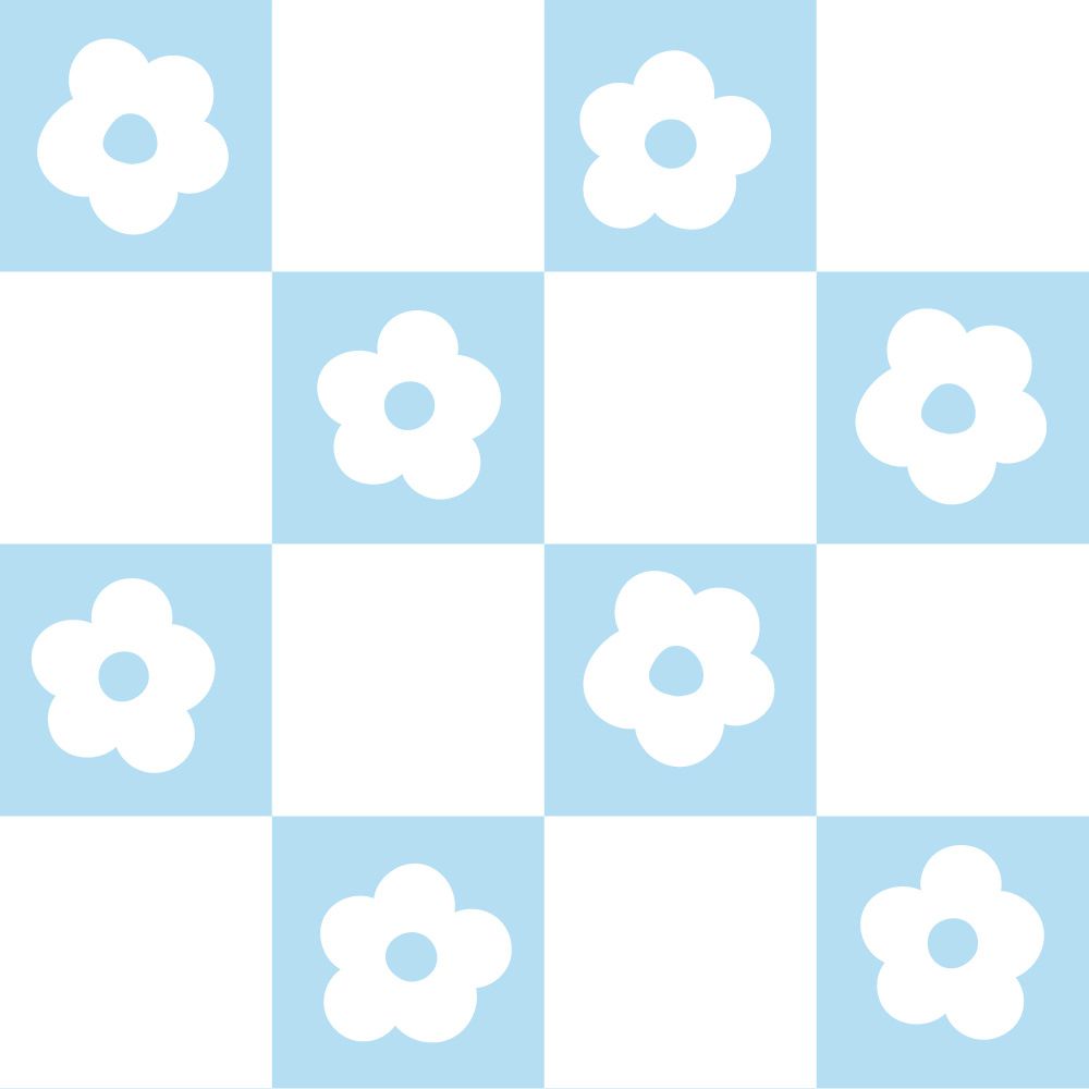 Peelable wallpaper sticker type What's poppin? Daisy Checker (49cm x 2.5m size) Light blue