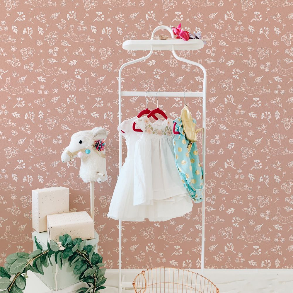 Peelable wallpaper, no-paste wallpaper WALLTZ Midori Asano rabbit garden NWZ-RBGD (49cm x 2.7m size)