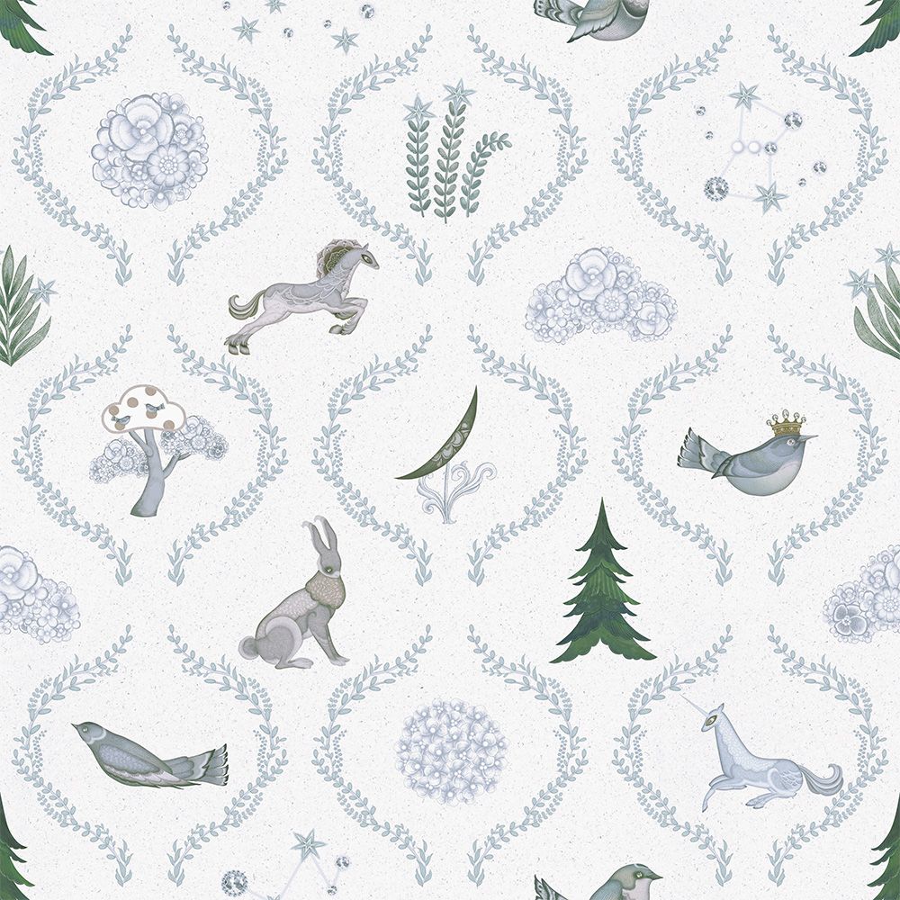 Peelable wallpaper, glue-free wallpaper, WALLTZ AYA KATO, Gift from the Galaxy, White , NWZ-GOWH (49cm x 2.7m size)