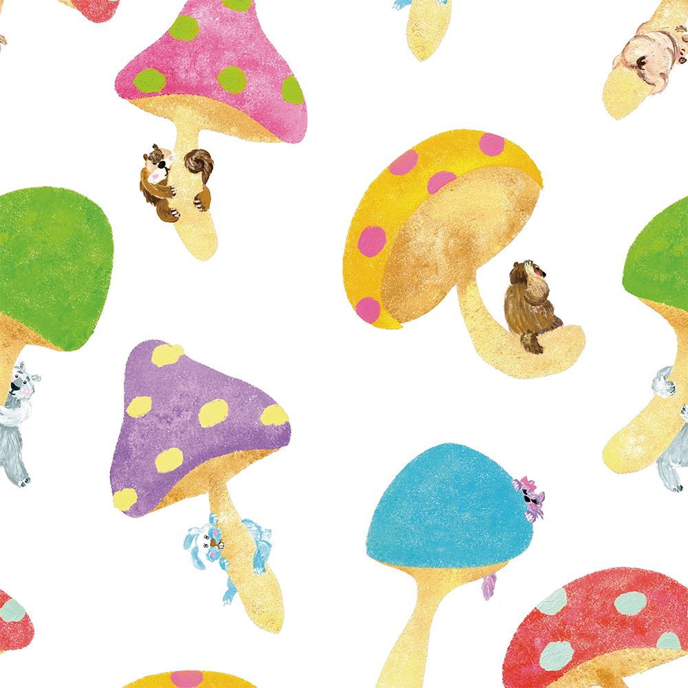 Peelable wallpaper, no-paste wallpaper, WALLTZ Dongri Pod Flying Mushroom White NWZ-SKWH (49cm x 2.5m size)