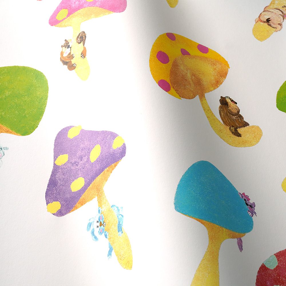 Peelable wallpaper, no-paste wallpaper, WALLTZ Dongri Pod Flying Mushroom White NWZ-SKWH (49cm x 2.5m size)