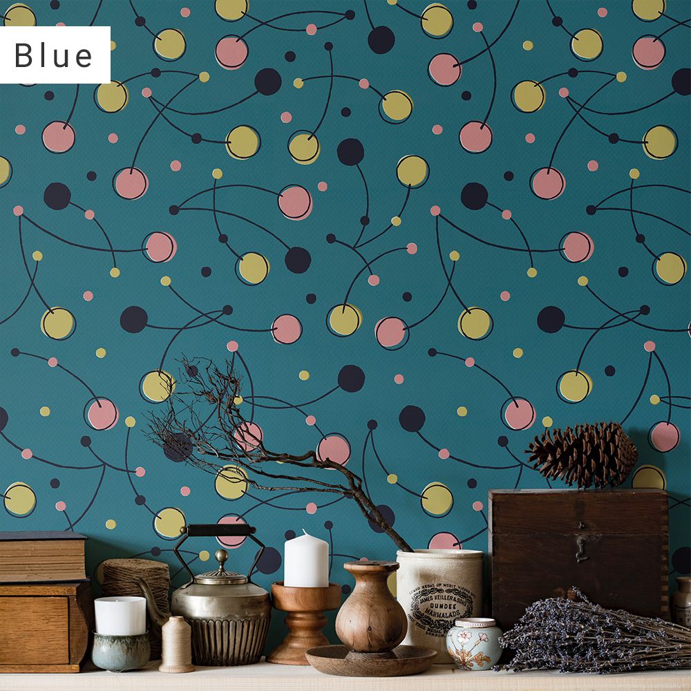 [Sample] Peelable wallpaper, no-paste wallpaper WALLTZ Day Starter cherry Blue NWZ-CHBL