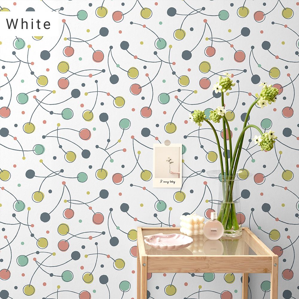 Peelable wallpaper, no-paste wallpaper WALLTZ Day Starter cherry White NWZ-CHWH (49cm x 3m size)