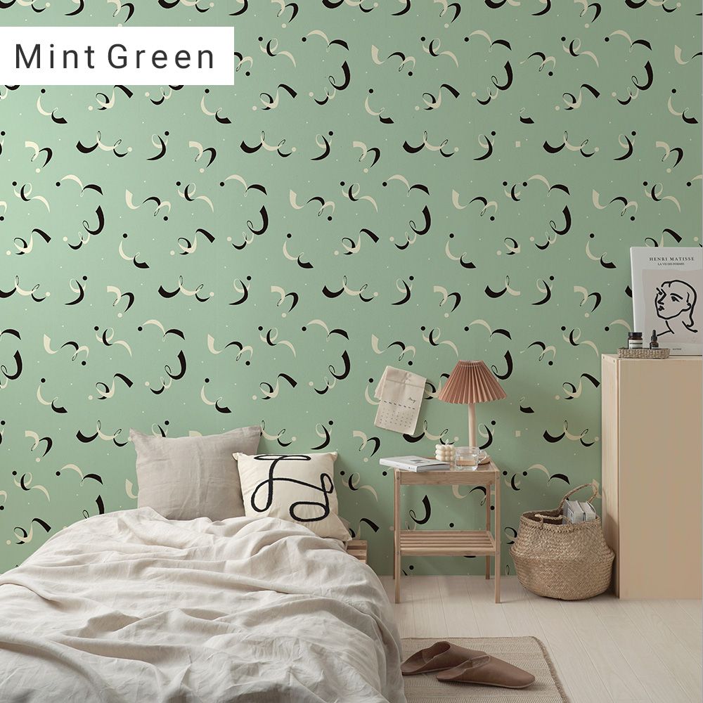 Peelable wallpaper, no-paste wallpaper, WALLTZ Day Starter rhythmical Mint Green NWZ-RCMG (49cm x 2.5m size)