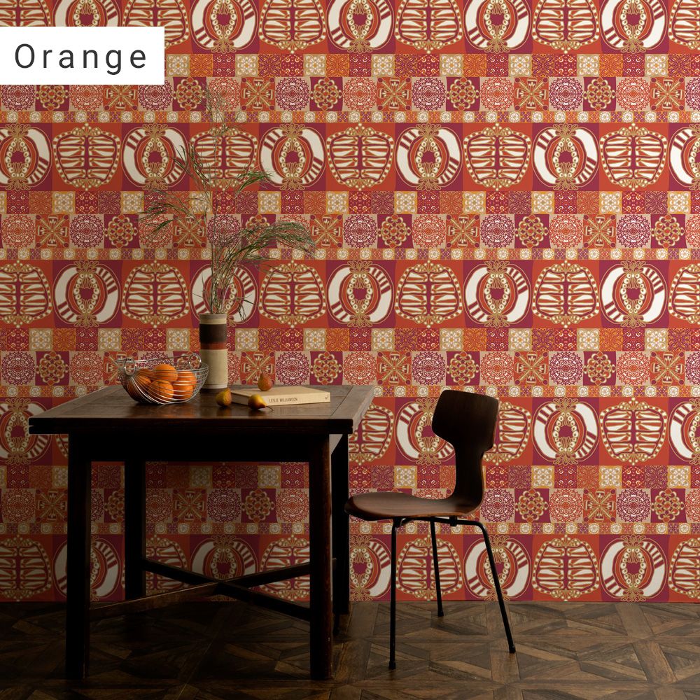 Peelable wallpaper, no-paste wallpaper WALLTZ Junko Hashi 2% Orange NWZ-2POR (49cm x 3m size)