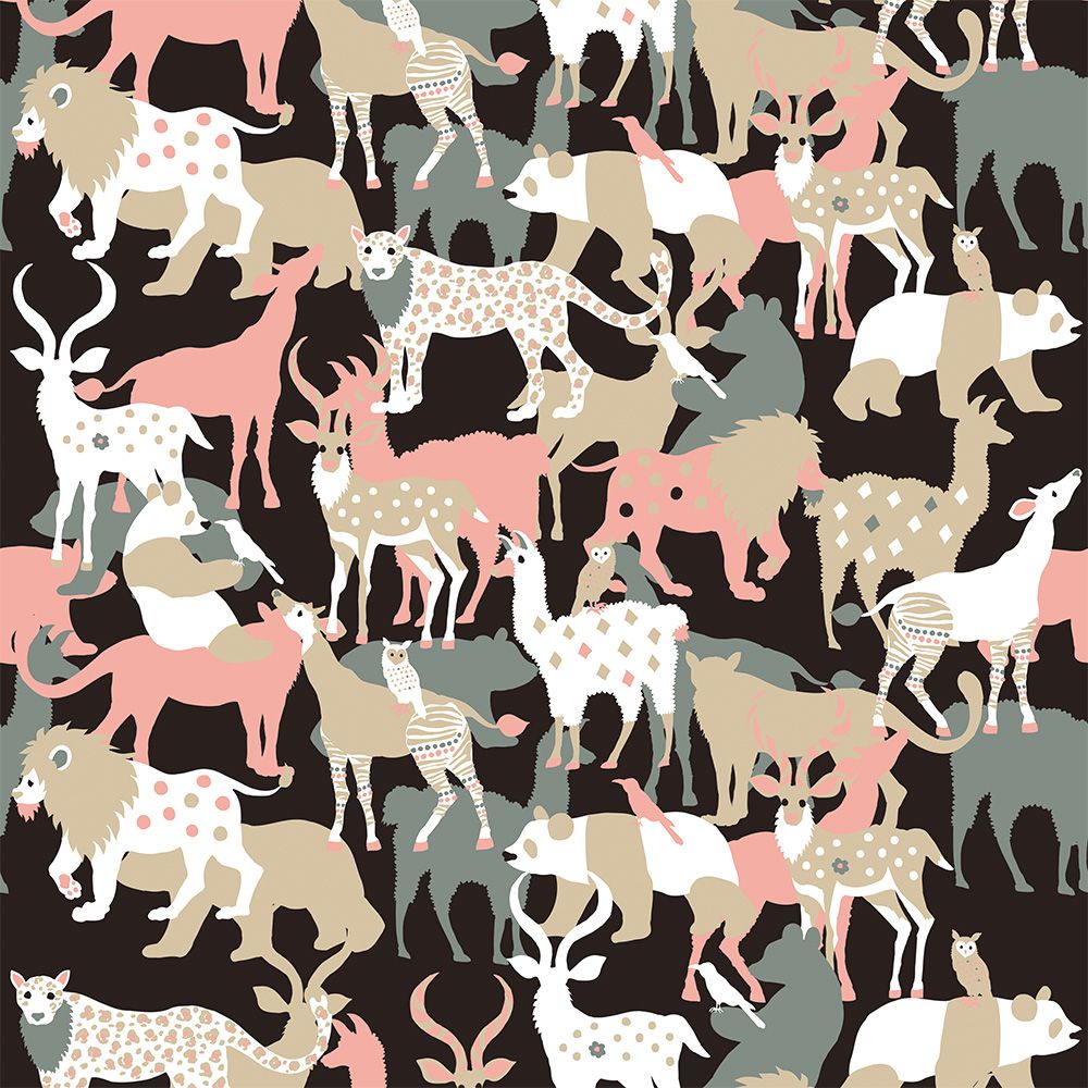 Peelable wallpaper, no-paste wallpaper, WALLTZ Kayo Horaguchi GOOD FRIENDS Black NWZ-GFBK (49cm x 3.3m size)
